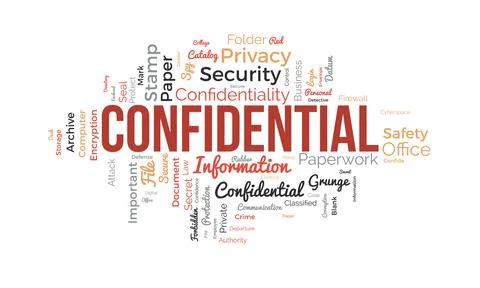 Word cloud background concept for Confidential. Secret information authorit.. Stock Illustration