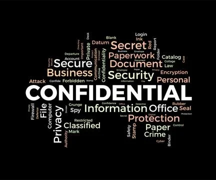 Word cloud background concept for Confidential. Secret information authorit.. Stock Illustration