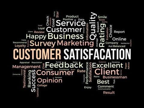 Word cloud background concept for Customer satisfaction. Client service, qu.. Stock Illustration
