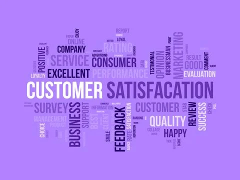 Word cloud background concept for Customer satisfaction. Client service, qu.. Ilustración de archivo