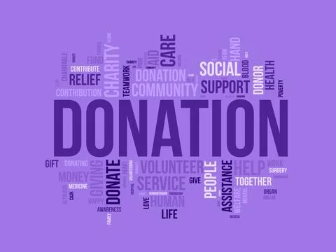 Word cloud background concept for DONATION. charity support, finance contri.. Stock Illustration