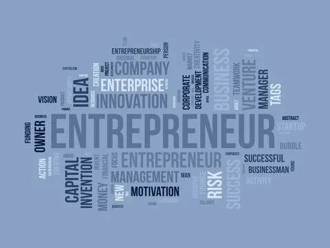 Word cloud background concept for Entrepreneur. Business management, financ.. Stock Illustration