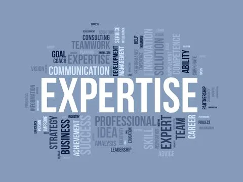 Word cloud background concept for Expertise. Business success performance, .. Stock Illustration