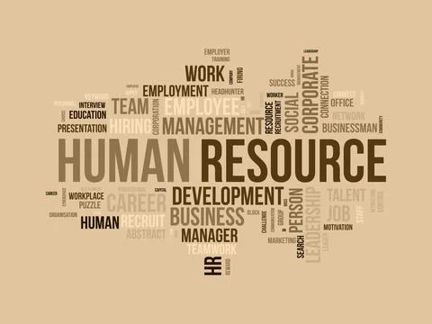 Word cloud background concept for Human resource. Business management, corp.. Stock Illustration