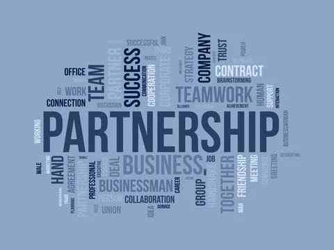 Word cloud background concept for Partnership. Business teamwork success, f.. Stock Illustration
