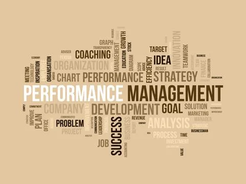 Word cloud background concept for Performance management. Employee commitme.. Stock Illustration