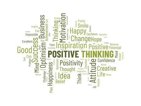 Word cloud background concept for Positive thinking. Success attitude, crea.. Illustrazione stock