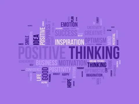 Word cloud background concept for Positive thinking. Success attitude, crea.. Stock Illustration