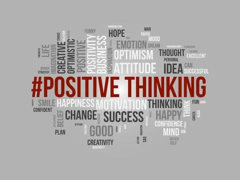 Word cloud background concept for Positive thinking. Success attitude, crea.. Illustrazione stock