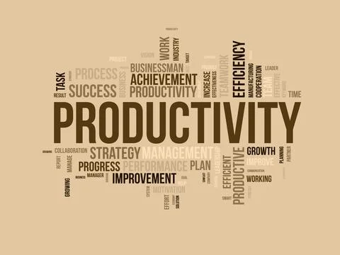 Word cloud background concept for Productivity. Business achievement, Produ.. Stock Illustration