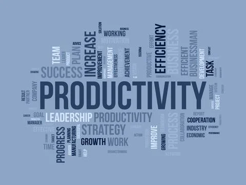 Word cloud background concept for Productivity. Business achievement, Produ.. Stock Illustration