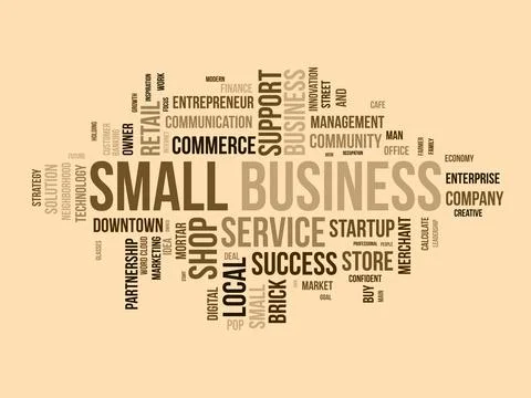 Word cloud background concept for Small business. make success with digital.. Stock Illustration