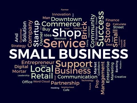 Word cloud background concept for Small business. make success with digital.. Stock Illustration