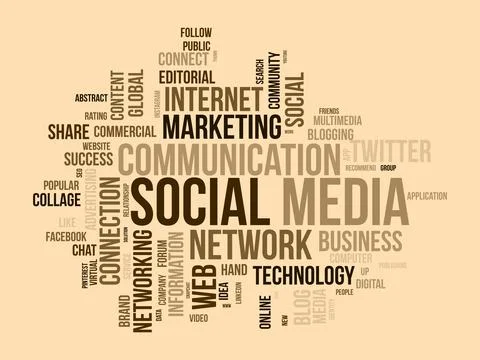 Word cloud background concept for Social media. Global online communication.. Stock Illustration