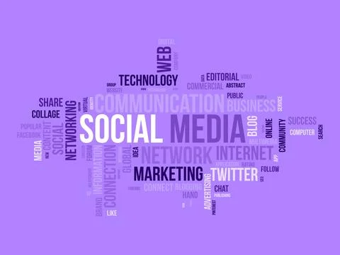 Word cloud background concept for Social media. Global online communication.. Stock Illustration