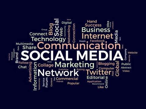 Word cloud background concept for Social media. Global online communication.. Stock Illustration