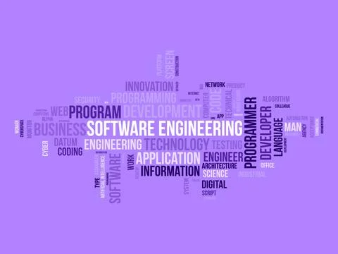 Word cloud background concept for Software engineering. computer programmin.. Stock Illustration