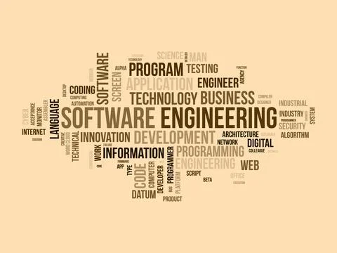 Word cloud background concept for Software engineering. computer programmin.. Stock Illustration
