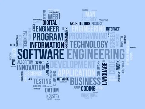 Word cloud background concept for Software engineering. computer programmin.. Stock Illustration