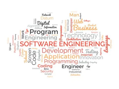 Word cloud background concept for Software engineering. computer programmin.. Stock Illustration