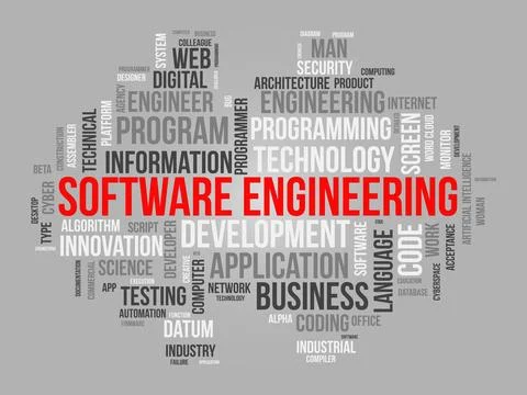 Word cloud background concept for Software engineering. computer programmin.. Stock Illustration