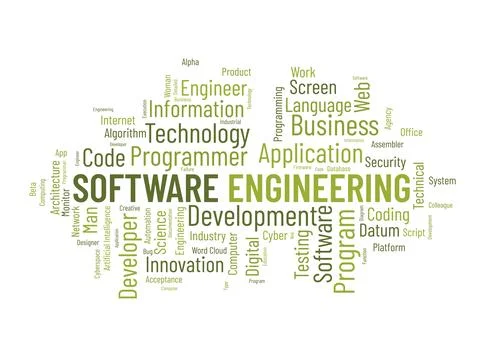 Word cloud background concept for Software engineering. computer programmin.. Stock Illustration