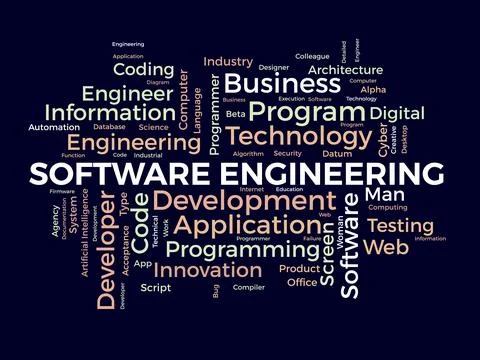 Word cloud background concept for Software engineering. computer programmin.. Stock Illustration