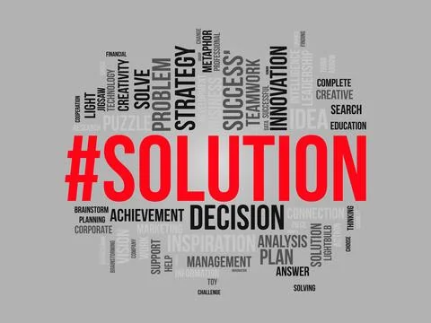 Word cloud background concept for Solution. Planning strategy, creativity s.. Stock Illustration
