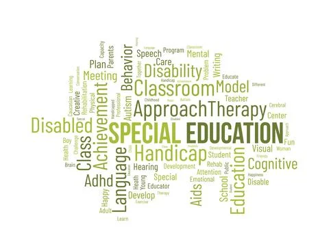 Word cloud background concept for Special Education. Disability development.. Stock Illustration