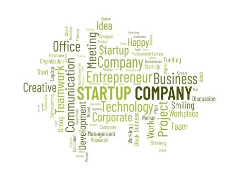 Word cloud background concept for Startup Company. Entrepreneurship idea, p.. Stock Illustration