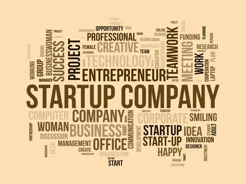 Word cloud background concept for Startup Company. Entrepreneurship idea, p.. Stock Illustration