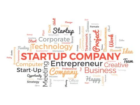 Word cloud background concept for Startup Company. Entrepreneurship idea, p.. Stock Illustration