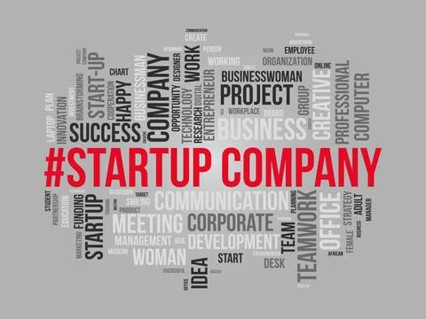 Word cloud background concept for Startup Company. Entrepreneurship idea, p.. Stock Illustration