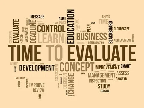 Word cloud background concept for time to evaluate. career development stud.. Stock Illustration