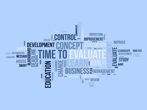 Word cloud background concept for time to evaluate. career development stud.. Stock Illustration
