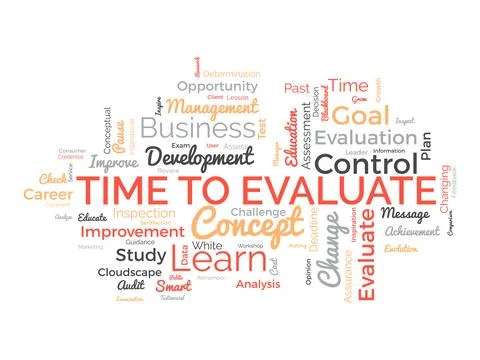 Word cloud background concept for time to evaluate. career development stud.. 스톡 일러스트