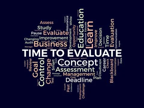 Word cloud background concept for time to evaluate. career development stud.. Stock Illustration