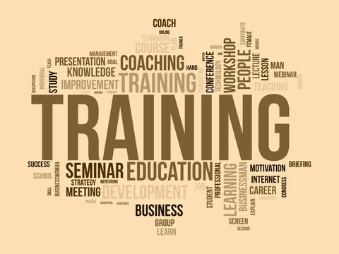 Word cloud background concept for Training. Professional career development.. Stock Illustration