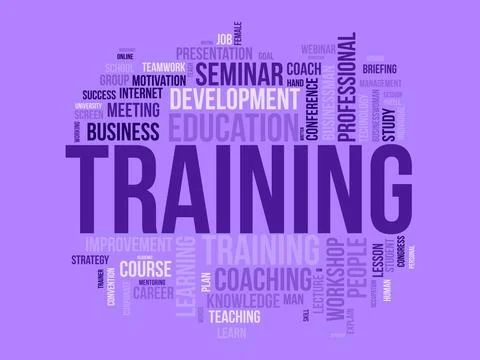 Word cloud background concept for Training. Professional career development.. Stock Illustration