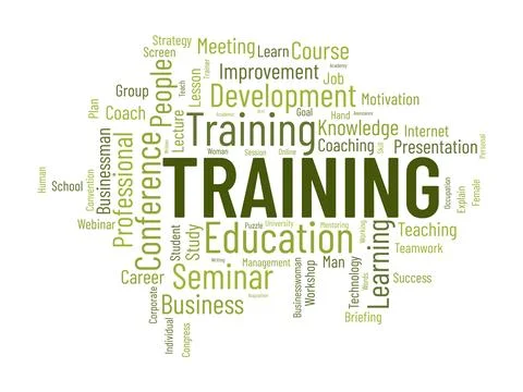 Word cloud background concept for Training. Professional career development.. 스톡 일러스트