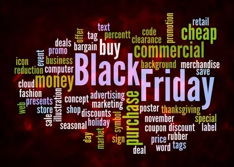 Word Cloud with BLACK FRIDAY concept create with text only Illustrazione stock