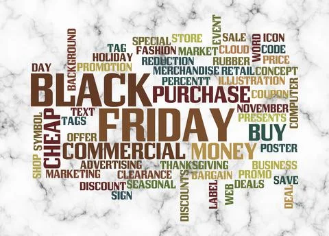 Word Cloud with BLACK FRIDAY concept create with text only イラスト素材