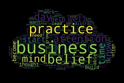 Word cloud of business concept on black background. Stock Illustration