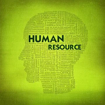 Word cloud business concept inside head shape, human resource Illustrazione stock