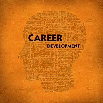 Word cloud business concept inside head shape, career development Stock Illustration