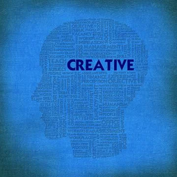 Word cloud business concept inside head shape, creative Stock Illustration