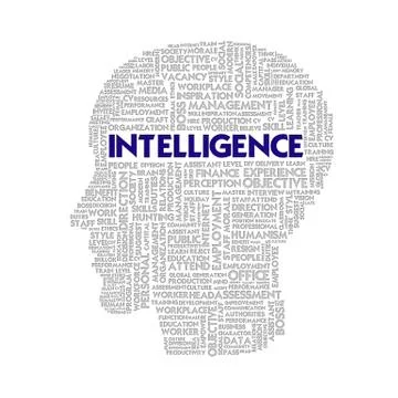 Word cloud business concept inside head shape, intelligence Stock Illustration