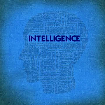 Word cloud business concept inside head shape, intelligence Stock Illustration