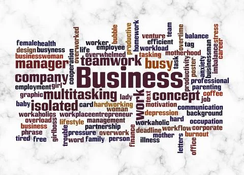 Word Cloud with BUSYNESS concept create with text only Illustrazione stock