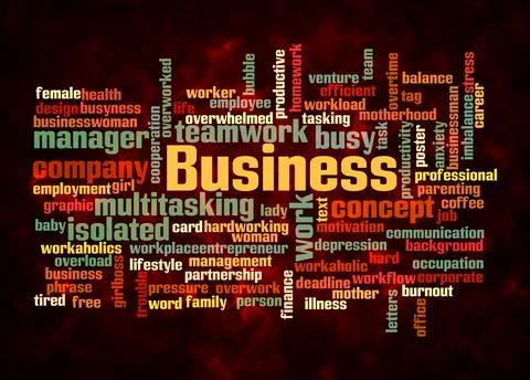 Word Cloud with BUSYNESS concept create with text only Stock Illustration